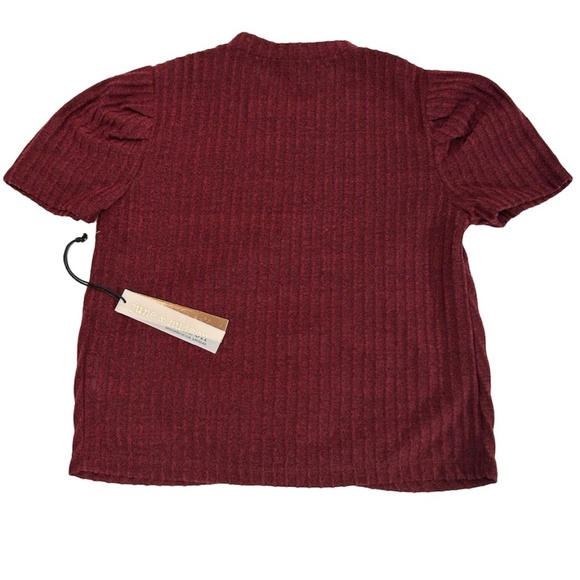 Jane & Hudson Women's Burgundy With Belly Button Shirt Knot Size Small New W Tag - Picture 3 of 12